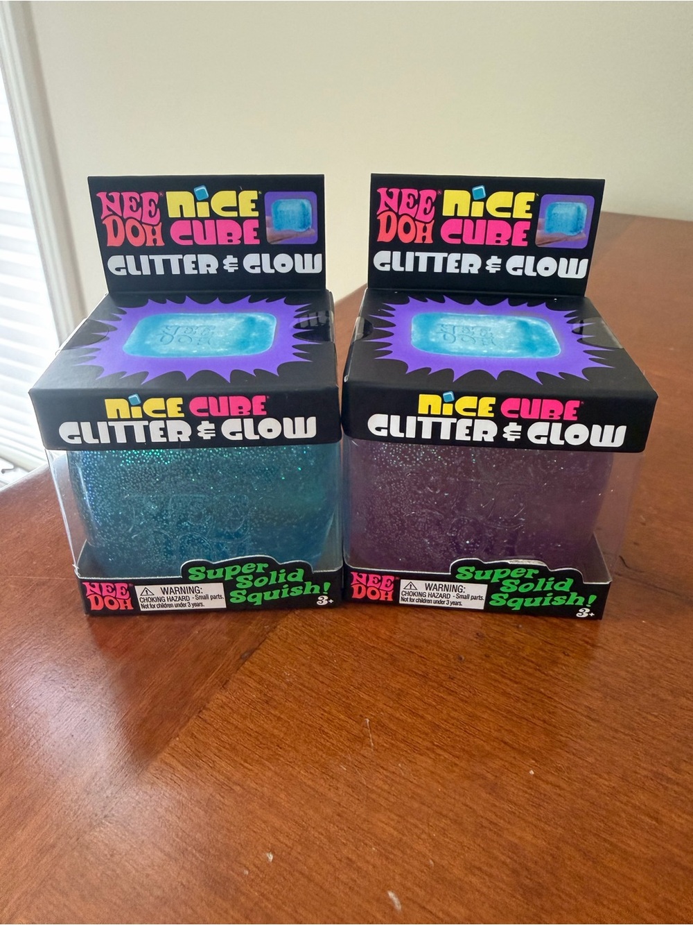 Nee Doh Nice Cube Glitter & Glow Squish - Blue & Purple